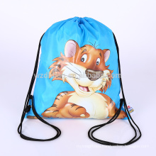 Waterproof Reusable Polyester Drawstring Backpack Shopping Tote Bag Promotion